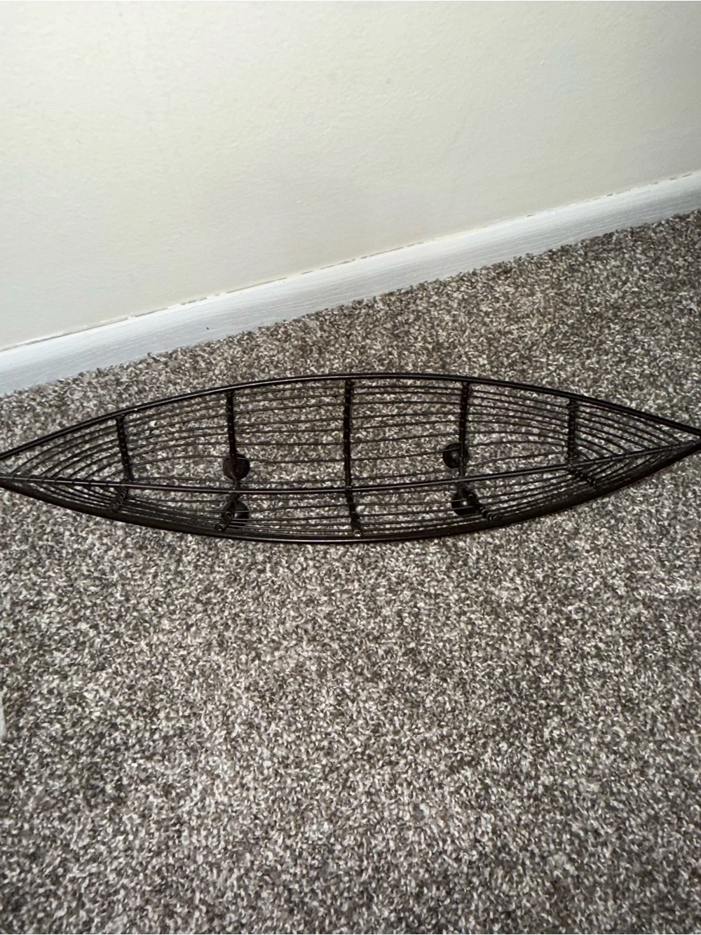 Black metal wire canoe shape basket decoration